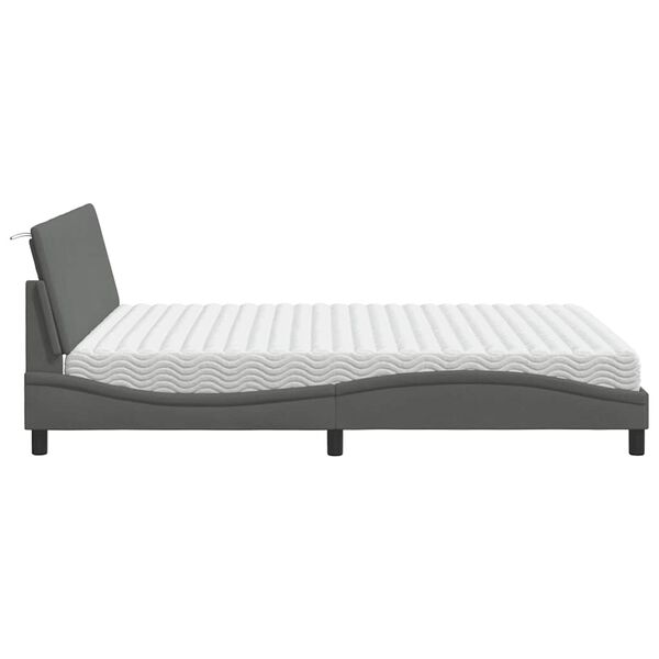 vidaXL Κρεβάτι Σκούρο Γκρι 160x200 εκ Υφασμάτινο