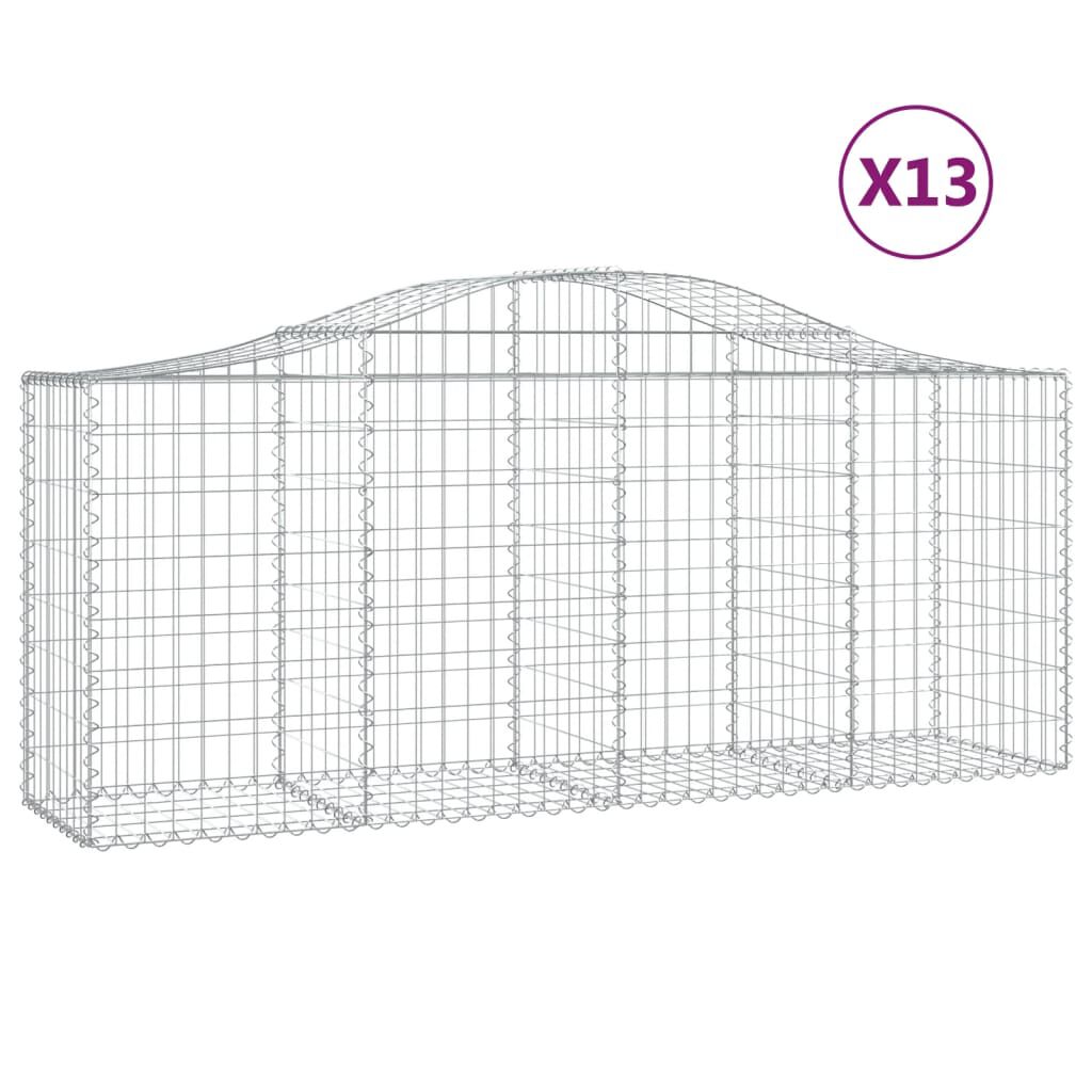 vidaXL Συρματοκιβώτια Τοξωτά 13 τεμ. 200x50x80/100 εκ. Γαλβαν. Ατσάλι