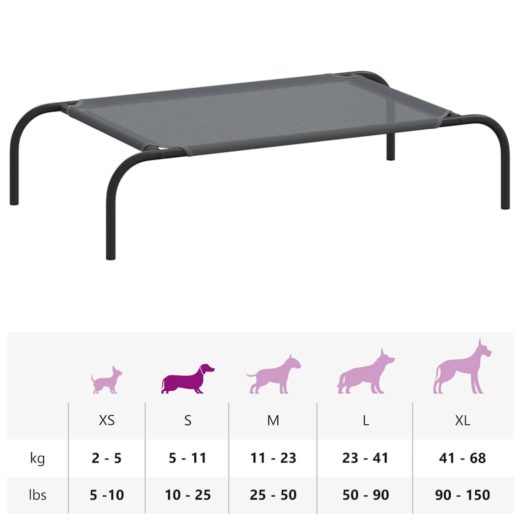 vidaXL Ανυψωμένο κρεβάτι σκύλου γκρι 90x50x20 cm Textilene και χάλυβα