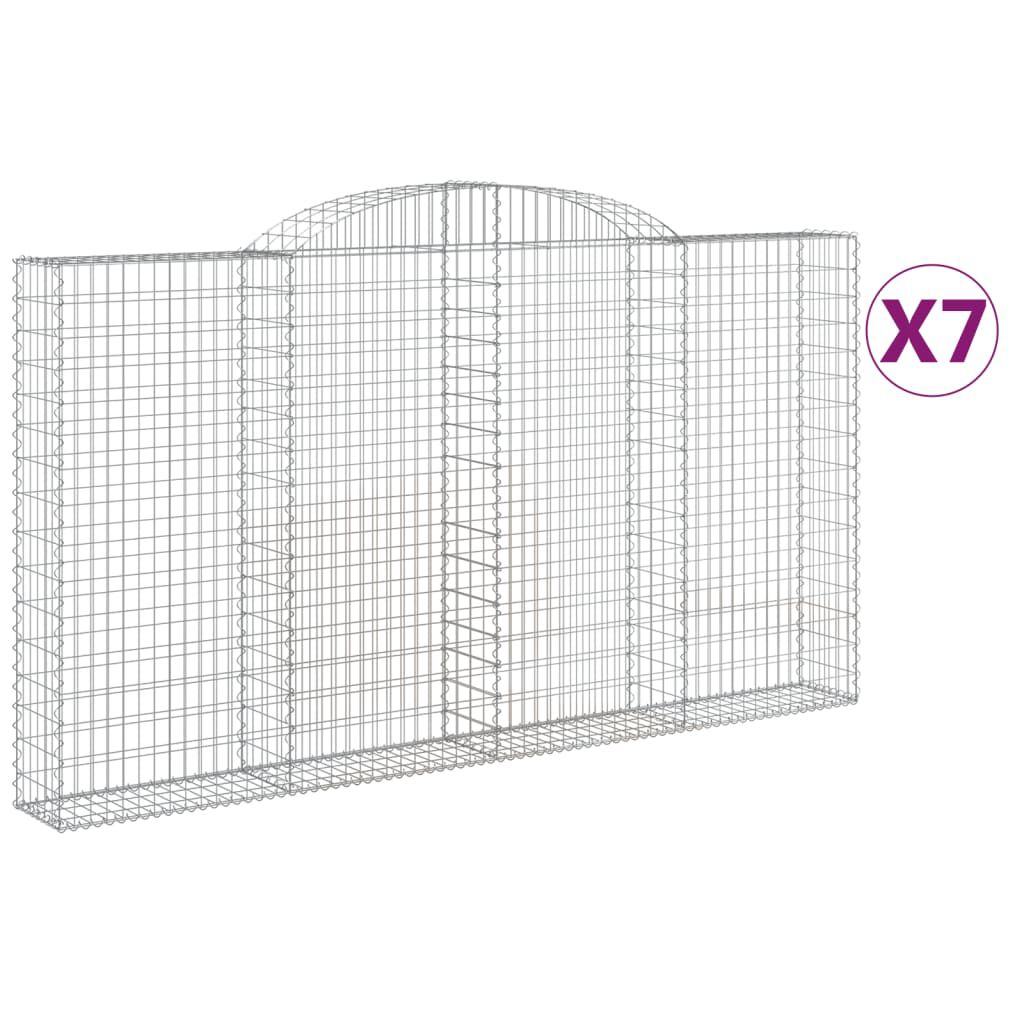 vidaXL Συρματοκιβώτια Τοξωτά 7 τεμ. 300x30x160/1800 εκ. Γαλβαν. Ατσάλι
