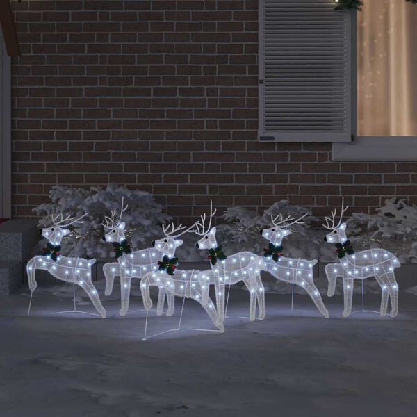 vidaXL LED Ρούντερ 6 pcs Λευκό ύφασμα