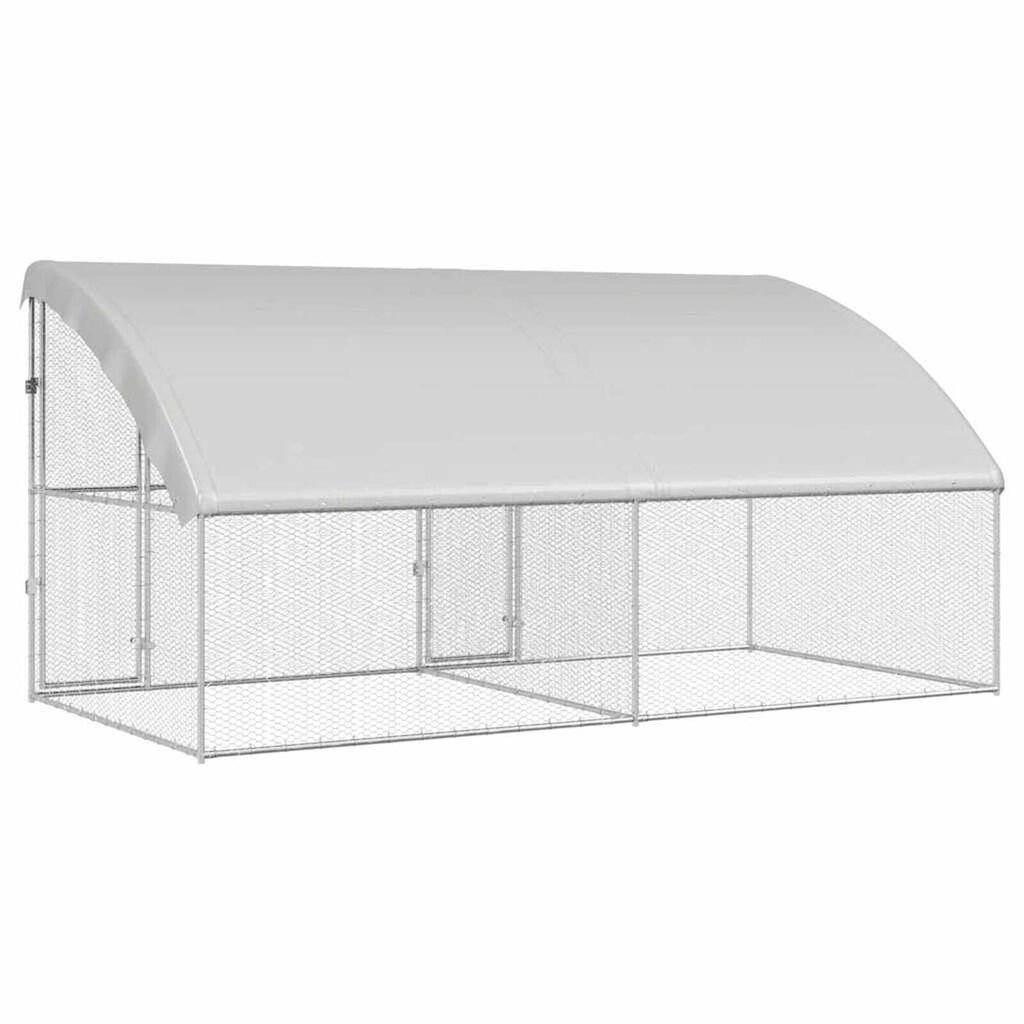 vidaXL Κλουβί για κότες Ασημί 400 x 200 x 198.5 εκ