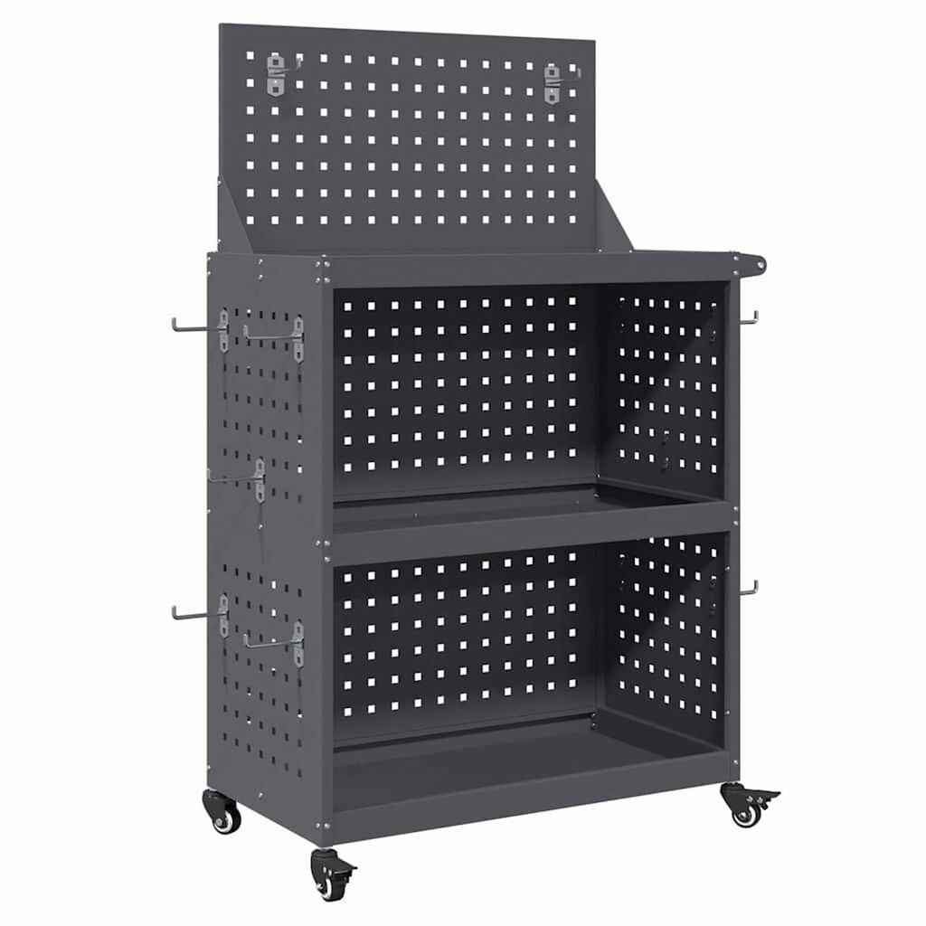 vidaXL Καρότσι εργαλείων με ράφι Ανθρακί 65 x 35 x 111 εκ Κρύα χάλυβας