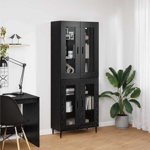 vidaXL Highboard 2 pcs &Mu;&alpha;ύ&rho;&eta; &Omicron;&xi;&upsilon;ά &Sigma;ύ&nu;&theta;&epsilon;&tau;&omicron; &Xi;ύ&lambda;&omicron; &kappa;&alpha;&iota; &Gamma;&upsilon;&alpha;&lambda;ί