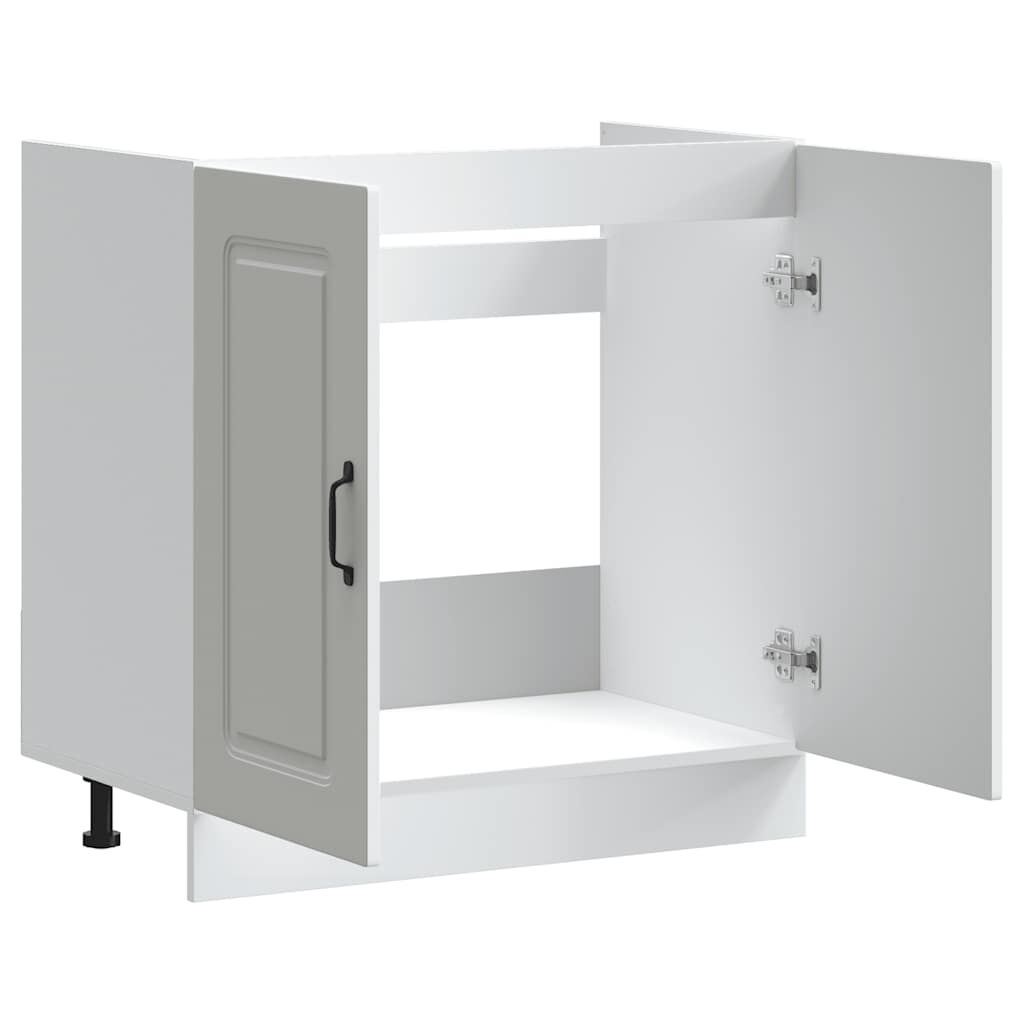 vidaXL Ντουλάπι βάσης νεροχύτη Kalmar Λευκό 80x46x81,5 εκ. Επεξ. Ξύλο