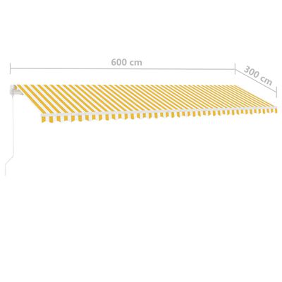 vidaXL Τέντα Χειροκίνητη Ανεξάρτητη Συρόμενη Κίτρινο / Λευκό 600x300εκ