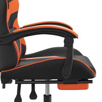 vidaXL Καρέκλα Gaming Περιστρ.Υποπόδιο Μαύρο&Πορτοκαλί Συνθετικό Δέρμα