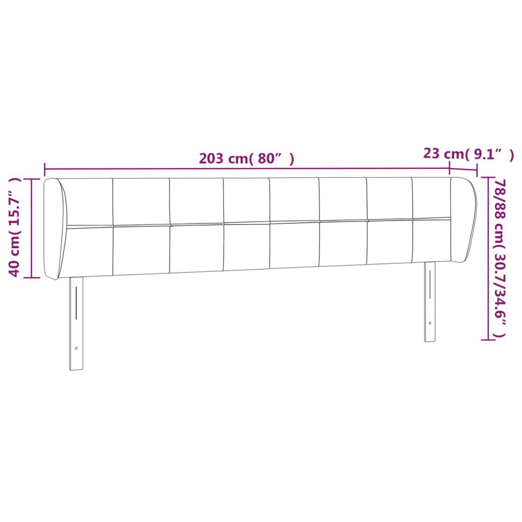 vidaXL Κεφαλάρι με Πτερύγια Σκούρο Γκρι 203 x 23 x 78/88εκ. Υφασμάτινο