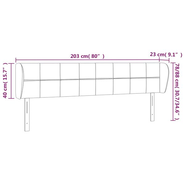 vidaXL Κεφαλάρι με Πτερύγια Σκούρο Γκρι 203 x 23 x 78/88εκ. Υφασμάτινο