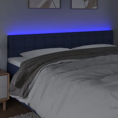 vidaXL Κεφαλάρι Κρεβατιού LED Μπλε 200x5x78/88 εκ. Υφασμάτινο