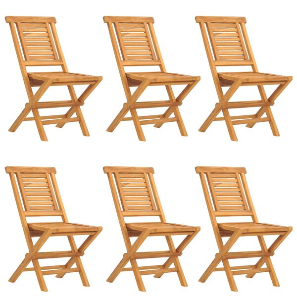 vidaXL Καρέκλες Κήπου Πτυσσόμενες 6 τεμ. 47x63x90 εκ. Μασίφ Ξύλο Teak
