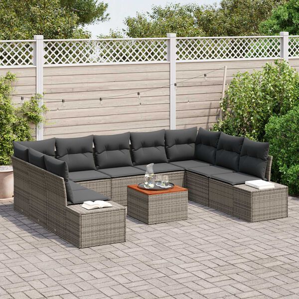 vidaXL Σετ Καναπέ Κήπου 10 pcs Γκρι