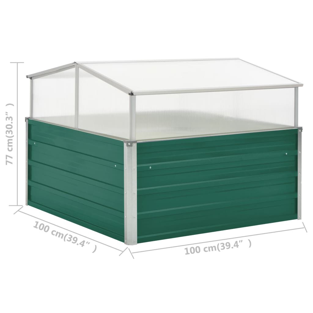 vidaXL Θερμοκήπιο Σπορείο Πράσινο 100x100x77 εκ. Γαλβανισμένος Χάλυβας