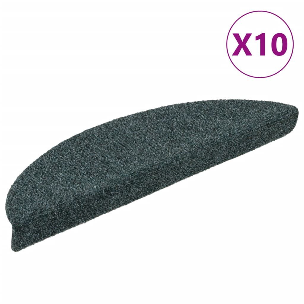 vidaXL Πατάκια Σκάλας Αυτοκόλ. 10 τεμ. Πράσινο 56x17x3 εκ Βελονιασμένα