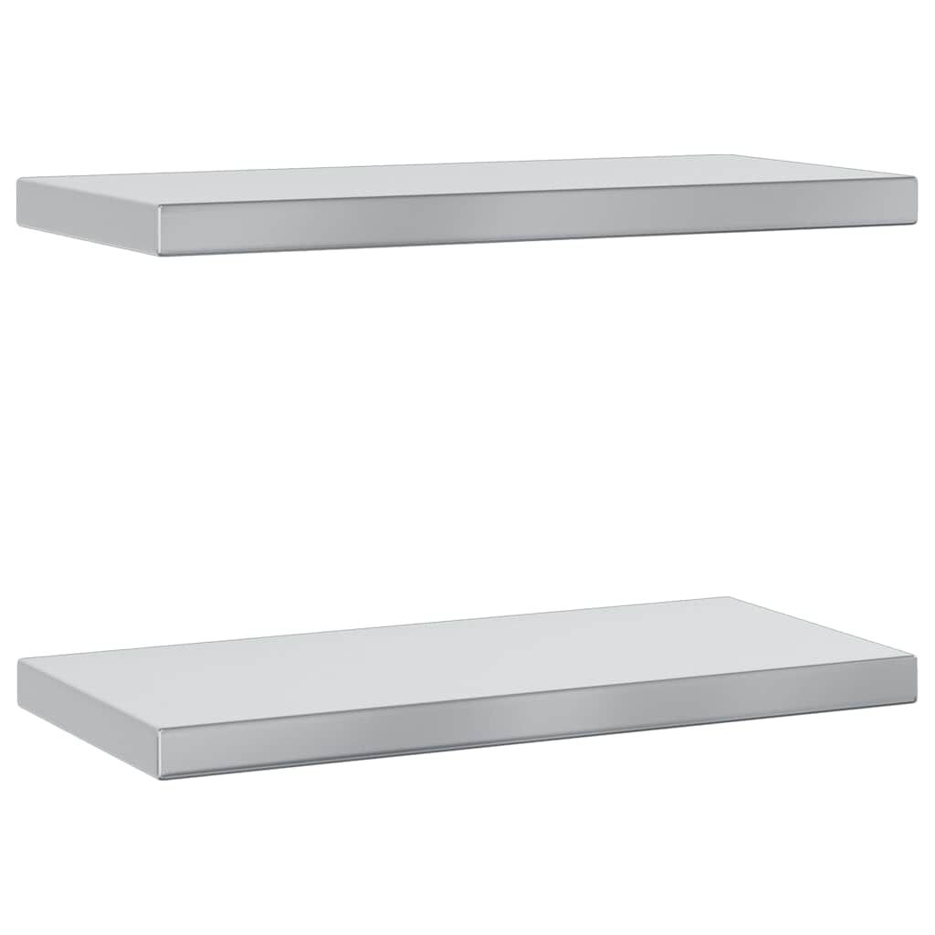 vidaXL Ράφια Τοίχου 2Τεμ. Ασημί 50x23,5x3 εκ. Ανοξείδωτο Ατσάλι
