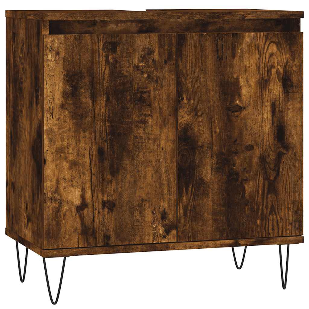 vidaXL Ντουλάπι Μπάνιου Καπνιστή Δρυς 58 x 33 x 60 εκ. Επεξεργ. Ξύλο