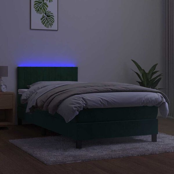vidaXL &Kappa;&rho;&epsilon;&beta;ά&tau;&iota; Boxspring &mu;&epsilon; &Sigma;&tau;&rho;ώ&mu;&alpha; & LED &Sigma;&kappa;. &Pi;&rho;ά&sigma;&iota;&nu;&omicron; 90x200 &epsilon;&kappa; &Beta;&epsilon;&lambda;&omicron;ύ&delta;&omicron;