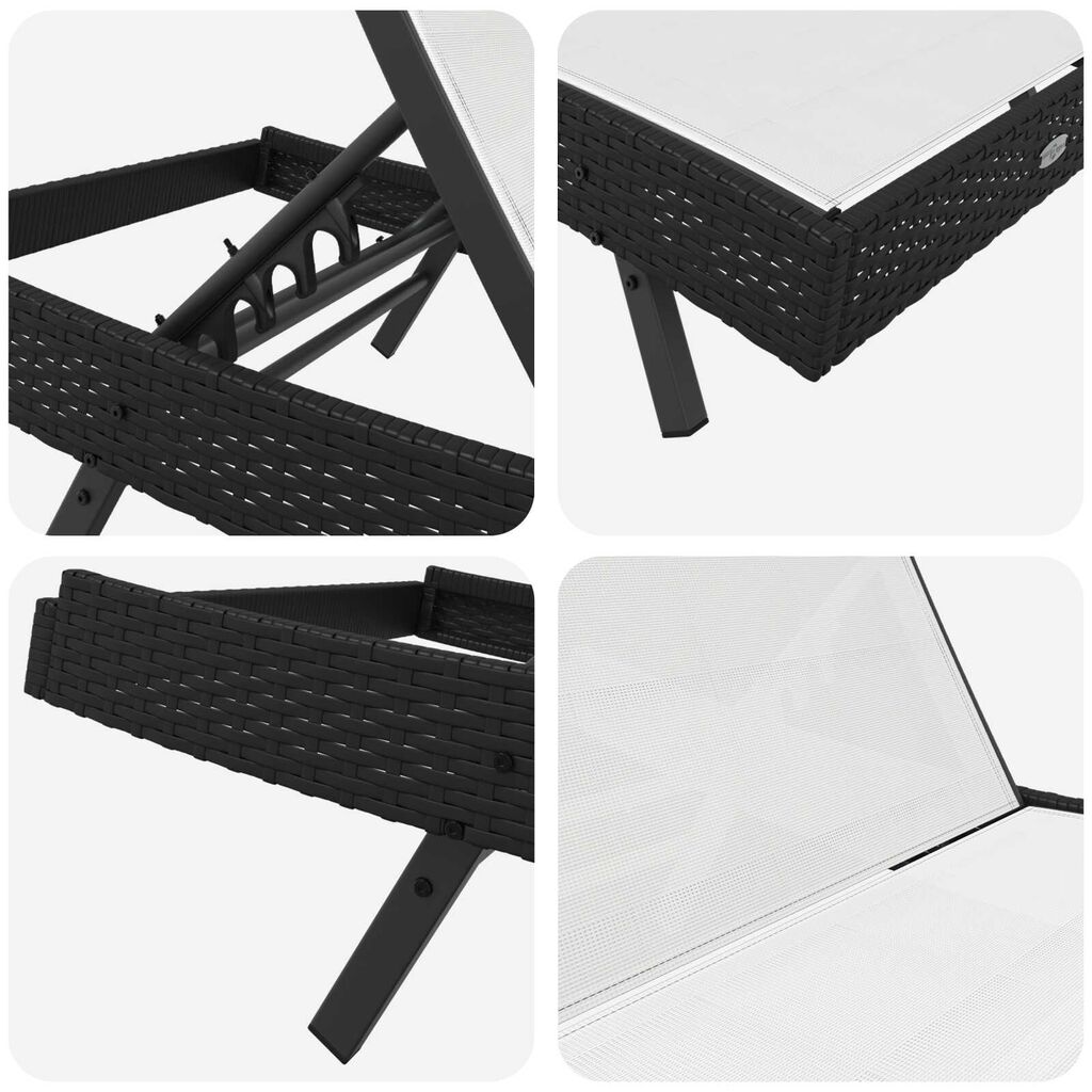 vidaXL Ξαπλώστρα 1-πρόσωπο Μαύρο και Λευκό 70 x 197 x 82 εκ.