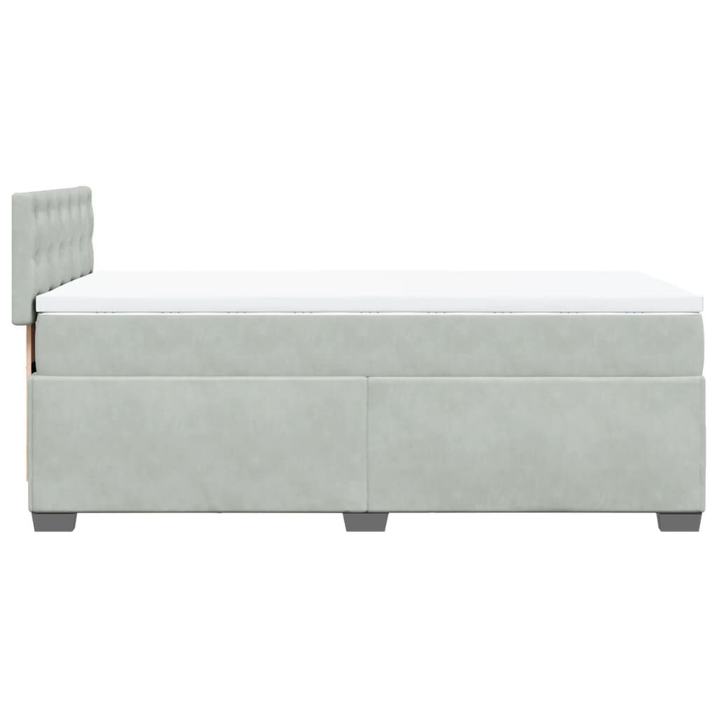 vidaXL Κρεβάτι Boxspring με Στρώμα Ανοιχτό Γκρι 100x200 εκ. Βελούδινο