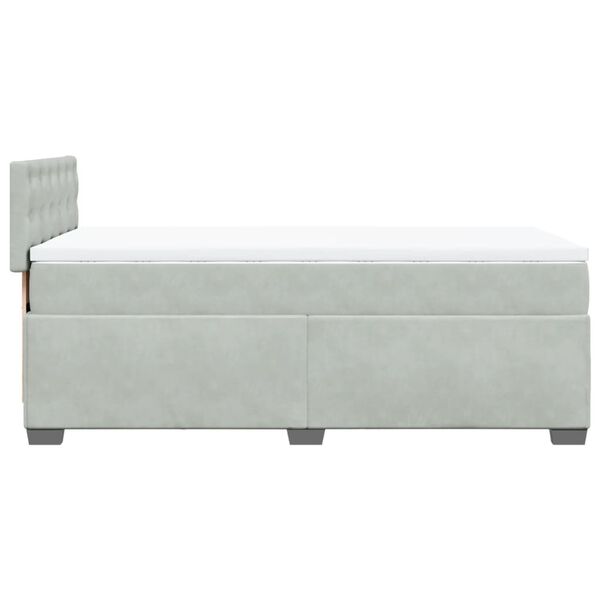 vidaXL Κρεβάτι Boxspring με Στρώμα Ανοιχτό Γκρι 100x200 εκ. Βελούδινο