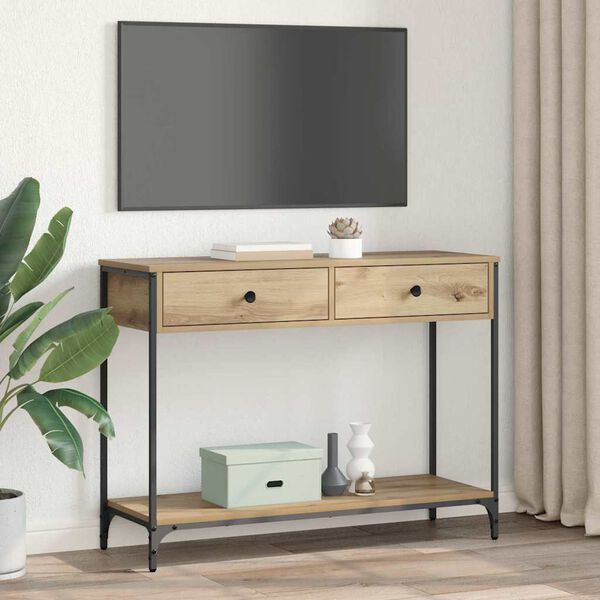 vidaXL &Tau;&rho;&alpha;&pi;έ&zeta;&iota; &kappa;&omicron;&nu;&sigma;ό&lambda;&alpha;&sigmaf; &mu;&epsilon; &sigma;&upsilon;&rho;&tau;ά&rho;&iota; Artisan Oak 100 x 34,5 x 75 &epsilon;&kappa;.