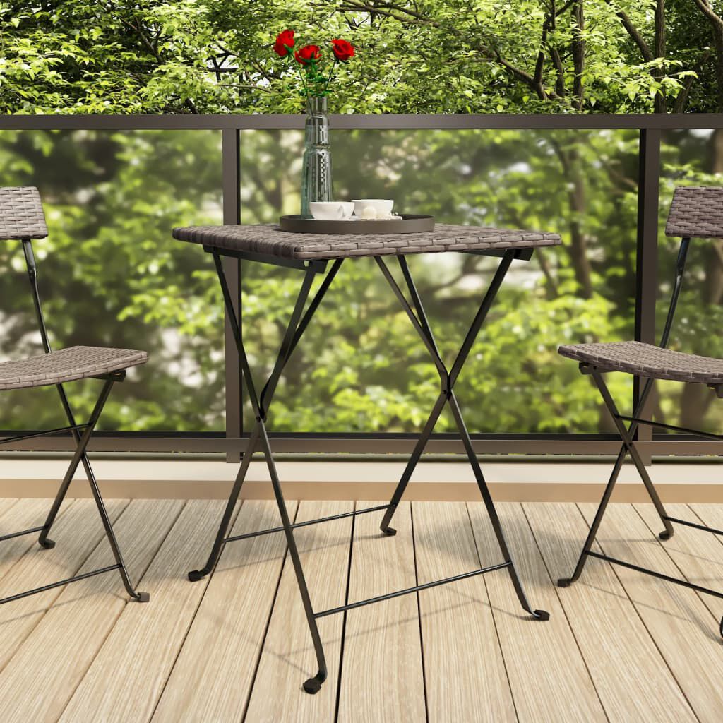 vidaXL Τραπέζι Bistro Πτυσσόμενο Γκρι 55x54x71 εκ. από Συνθετικό Ρατάν