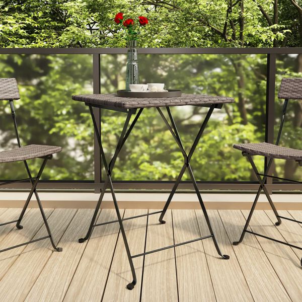 vidaXL Τραπέζι Bistro Πτυσσόμενο Γκρι 55x54x71 εκ. από Συνθετικό Ρατάν