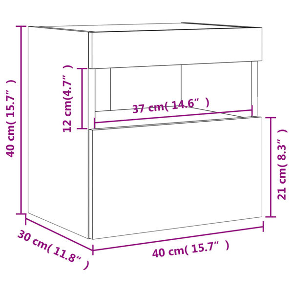 vidaXL Έπιπλο Τηλεόρασης με LED Γκρι Σκυροδέματος 40x30x40 εκ.