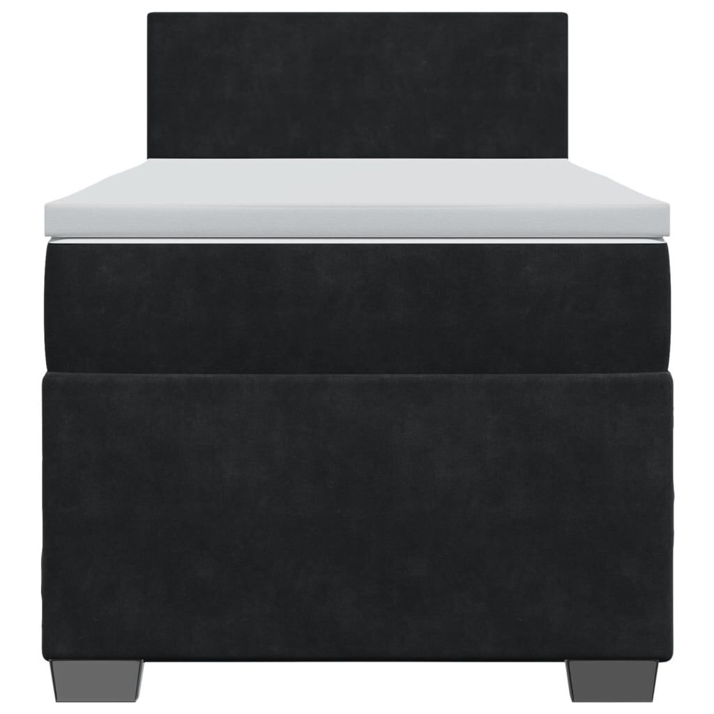 vidaXL Κρεβάτι Boxspring με Στρώμα Μαύρο 80 x 200 εκ. Βελούδινο