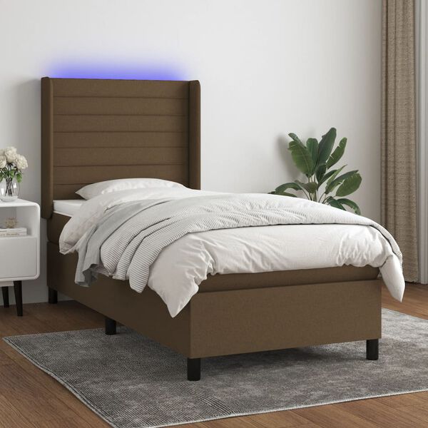 vidaXL &Kappa;&rho;&epsilon;&beta;ά&tau;&iota; Boxspring &mu;&epsilon; &Sigma;&tau;&rho;ώ&mu;&alpha; & LED &Sigma;&kappa;.&Kappa;&alpha;&phi;έ 90x190 &epsilon;&kappa;. &Upsilon;&phi;&alpha;&sigma;&mu;ά&tau;&iota;&nu;&omicron;