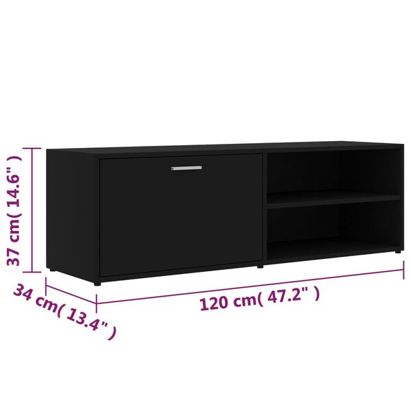 vidaXL Έπιπλο Τηλεόρασης Μαύρο 120 x 34 x 37 εκ. από Επεξ. Ξύλο