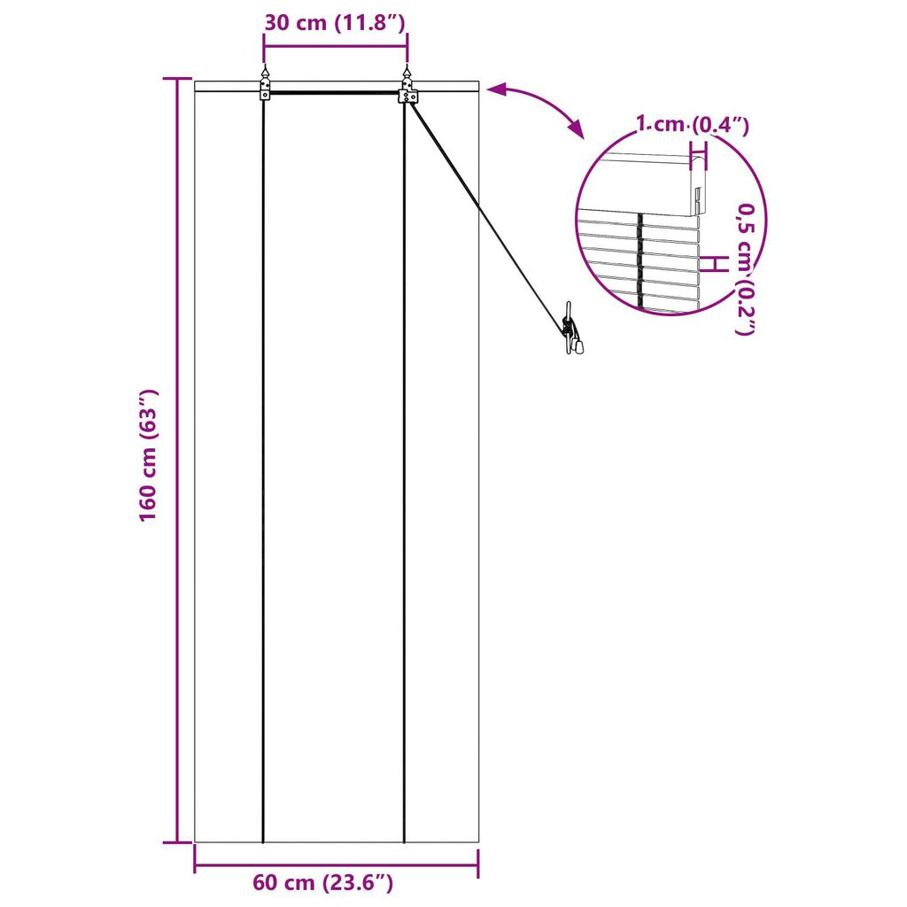 vidaXL Ρολά και Σκίες Παραθύρων Κίτρινο 60 x 160 εκ. Μπαμπού