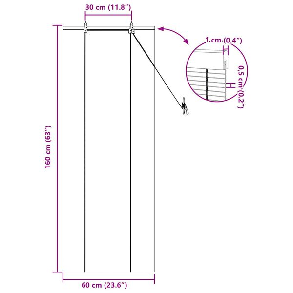 vidaXL Ρολά και Σκίες Παραθύρων Κίτρινο 60 x 160 εκ. Μπαμπού