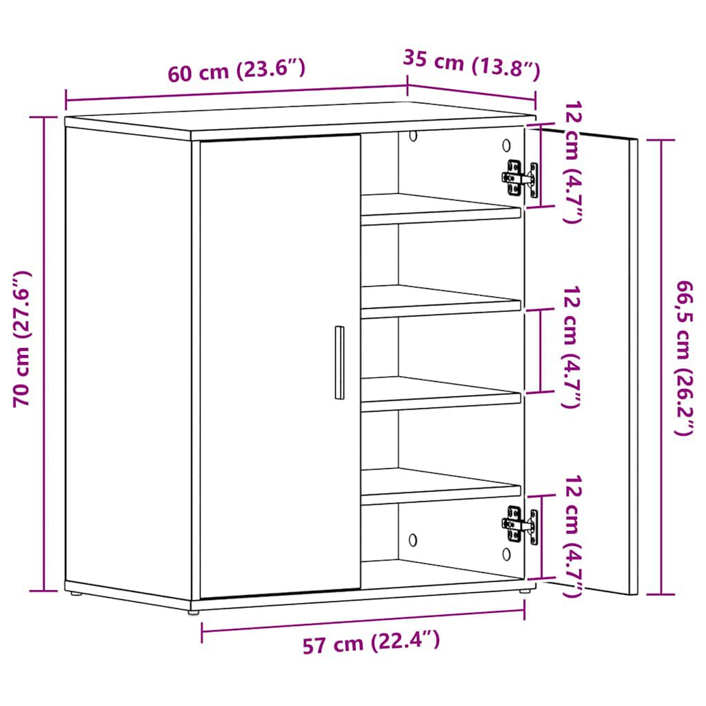 vidaXL Παπουτσοθήκη Γυαλιστερό Λευκό 60 x 35 x 70 εκ. από Επεξ. Ξύλο