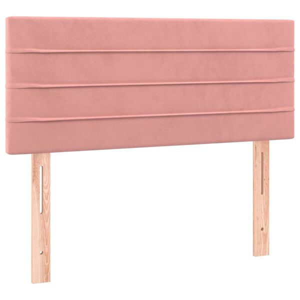 vidaXL Κρεβάτι Boxspring με Στρώμα Ροζ 90x200 εκ. Βελούδινο