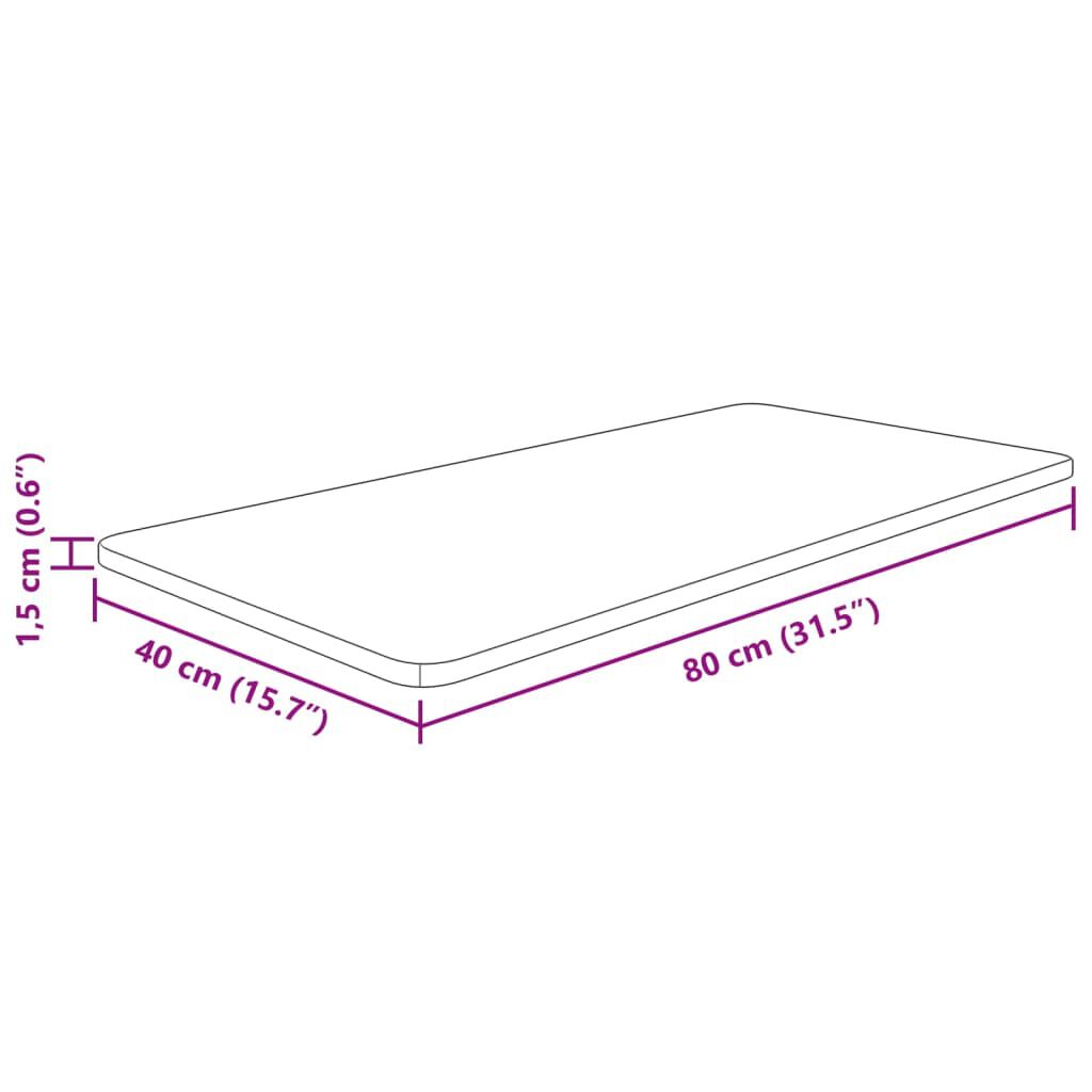 vidaXL Πάγκος Μπάνιου Αν. Καφέ 80x40x1,5 εκ. Επεξ. Μασίφ Ξύλο