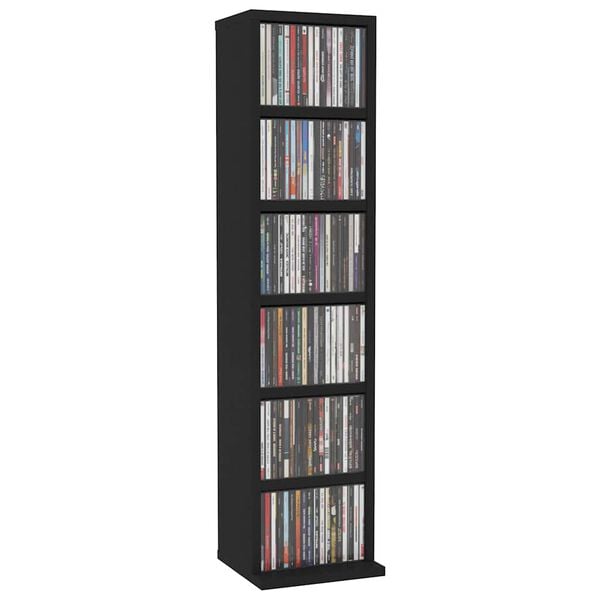 vidaXL Έπιπλο για CD Μαύρο 21 x 20 x 88 εκ. από Επεξεργασμένο Ξύλο