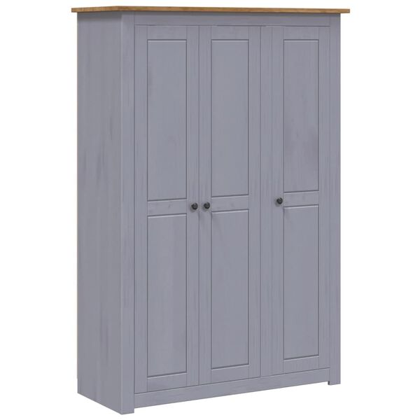 vidaXL Ντουλάπα Τρίφυλλη Γκρι 118x50x171,5 εκ Ξύλο Πεύκου Σειρά Panama