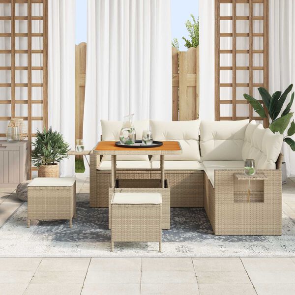 vidaXL Σετ Καναπέ Κήπου 8 pcs Μπεζ συνθετικό ρατάν