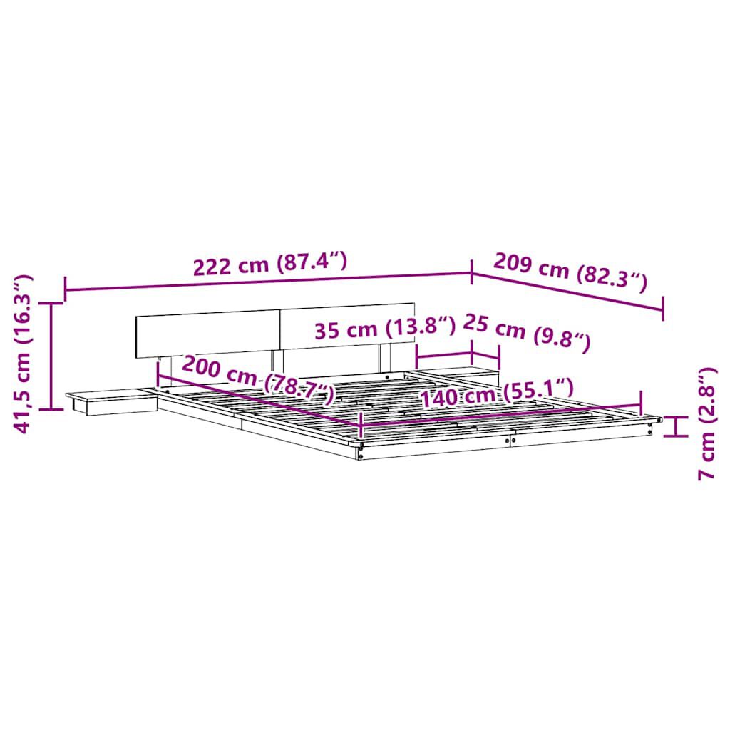 vidaXL Σκελετός Κρεβατιού Λευκό 140 x 200 cm ξύλο