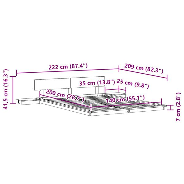 vidaXL Σκελετός Κρεβατιού Λευκό 140 x 200 cm ξύλο