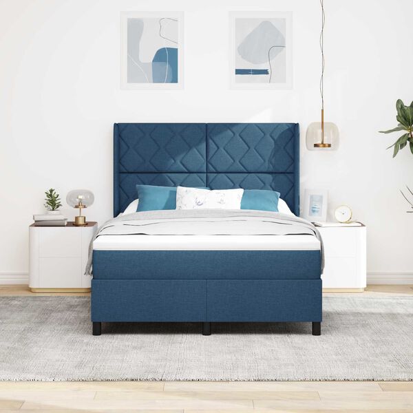 vidaXL Κρεβάτι με Στρώμα μπλε 140x200 cm, ύφασμα