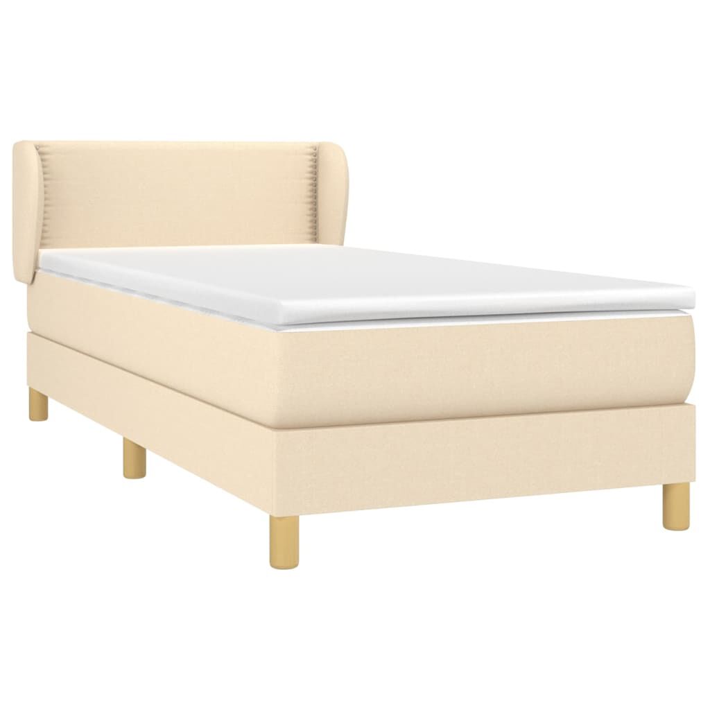 vidaXL Κρεβάτι Boxspring με Στρώμα Κρεμ 100 x 200 εκ. Υφασμάτινο