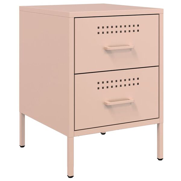 vidaXL Κομοδίνο Ροζ 36x39x50,5 εκ. από Χάλυβα