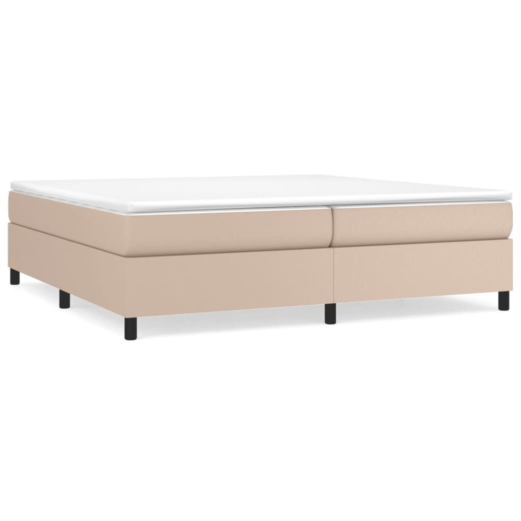 vidaXL Κρεβάτι Boxspring με Στρώμα Καπουτσίνο 200x200εκ.από Συνθ.Δέρμα