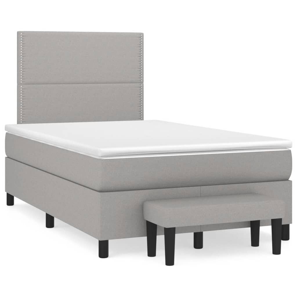 vidaXL Κρεβάτι Boxspring με Στρώμα Ανοιχτό Γκρι 120x200 εκ. Υφασμάτινο