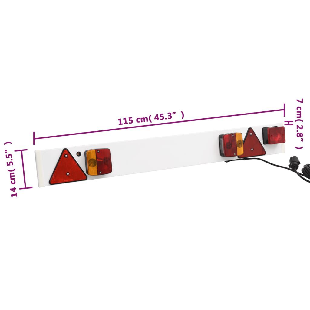 vidaXL Φως Τρέιλερ Κόκκινο 115 x 7 x 14 εκ. Κλασσικός Λαμπτήρας 12V