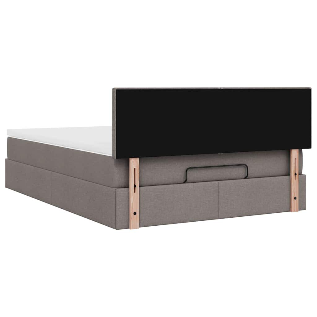 vidaXL Οθωμανικό κρεβάτι με στρώμα & LEDs Taupe 140x200 cm Ύφασμα