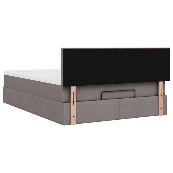 vidaXL Οθωμανικό κρεβάτι με στρώμα & LEDs Taupe 140x200 cm Ύφασμα