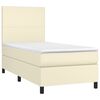 vidaXL Κρεβάτι Boxspring με Στρώμα Κρεμ 100x200εκ. από Συνθετικό Δέρμα